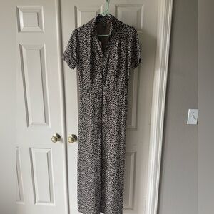 wild fable Leopard Print Short-Sleeve Jumpsuit in Beige and Black